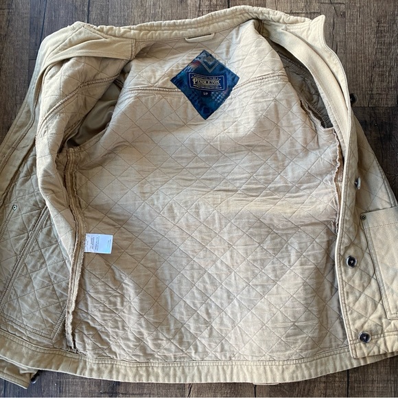 Pendleton Tan Quilted Jacket Coat with Buttons, Size SML - Picture 14 of 14